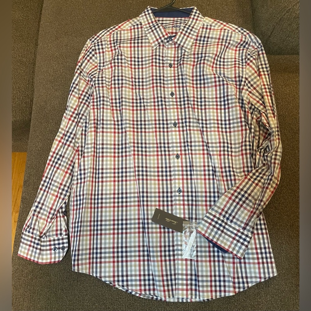 Tasso Elba Plaid button up casual dress shirt XL NWT